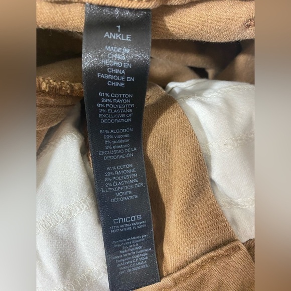 Chico’s So Slimming Girlfriend Ankle Timber Color Pants (Womens size 8) - Picture 4 of 10